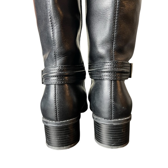 Bandolino Leather Riding Boots Classic Black & Brown Two-Tone Style - Picture 5 of 7
